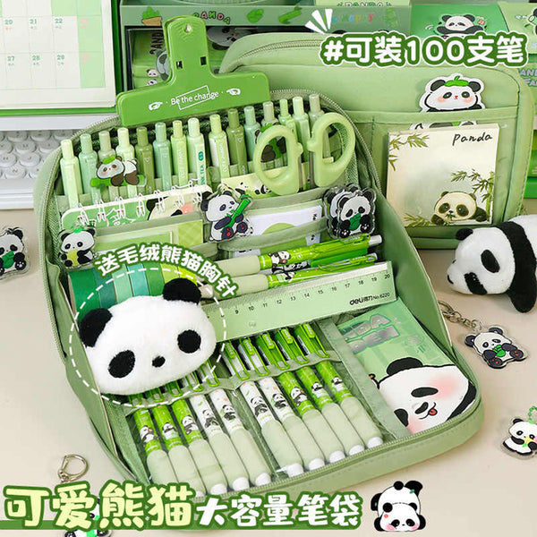 Large-capacity panda stationery bag