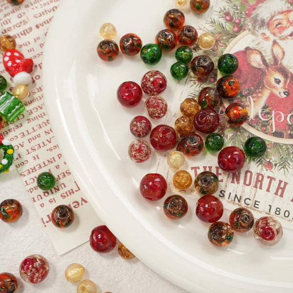 Christmas Glass Beads for Handmade Bracelets and Necklaces